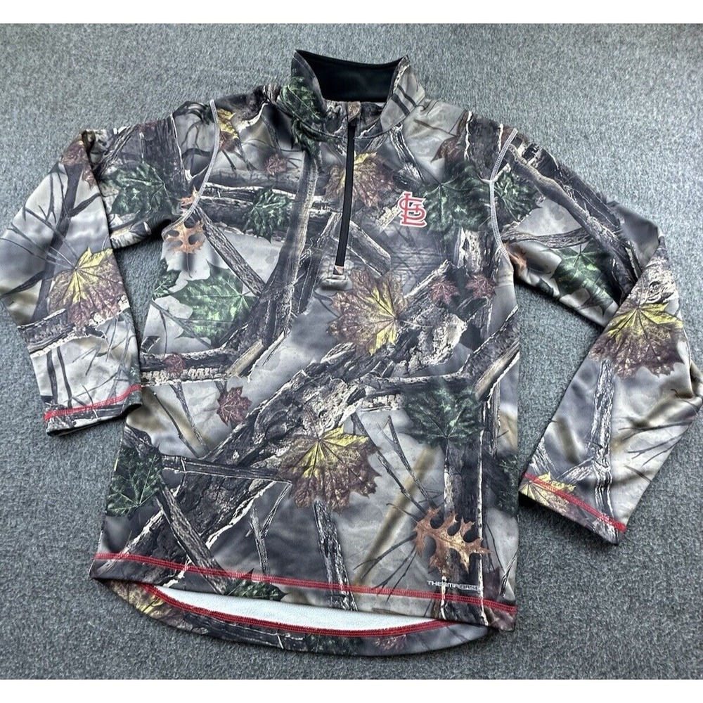 St. Louis Cardinals Pullover Mens Small Camouflage Logo 1/4 Zip Hunting Majestic